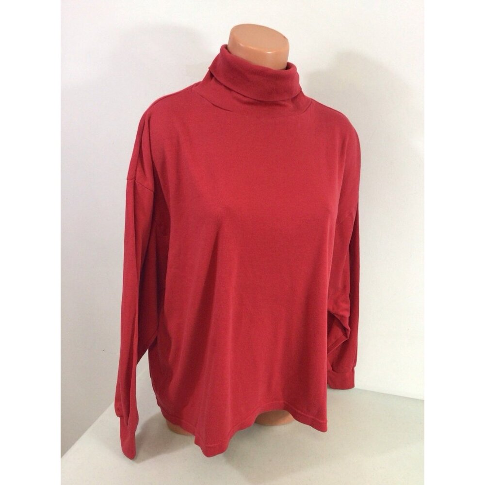 Vintage Red Ski Turtleneck Top Womens 4X